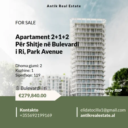 Tirane, shitet apartament 2+1+Ballkon Kati 9, 119 m² 279.840 € 