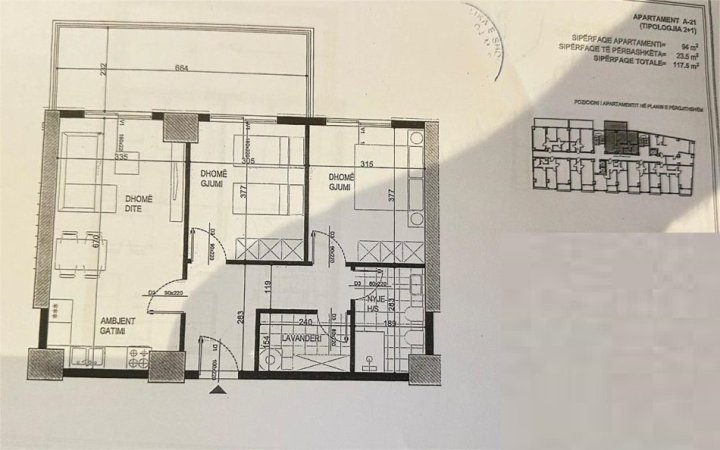 Tirane, shitet apartament 2+1+Ballkon Kati 3, 118 m² 164.500 € (Tek Fusha e Aviacionit - ID 41211970)