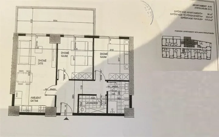 Tirane, shitet apartament 2+1+Ballkon Kati 3, 118 m² 182,125 € (Tek Fusha e Aviacionit - ID 41211970)