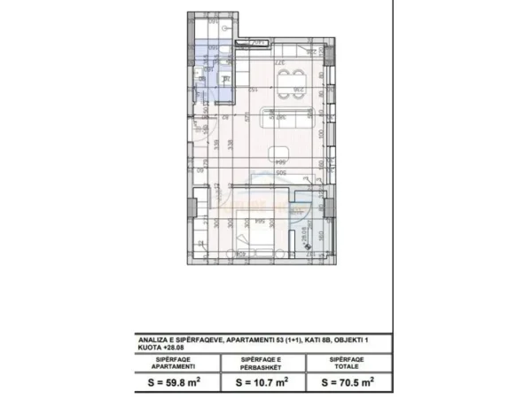 Tirane, shitet apartament 1+1 Kati 8, 70 m² 10.665.000 €