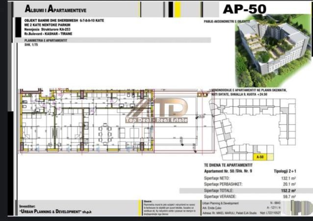 Tirane, shitet apartament 2+1+BLK 90 m² 950 Euro/m2