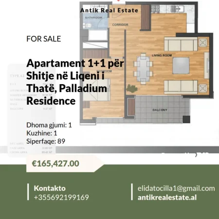 Tirane, shitet apartament 1+1 , 89 m² 165.427 € 