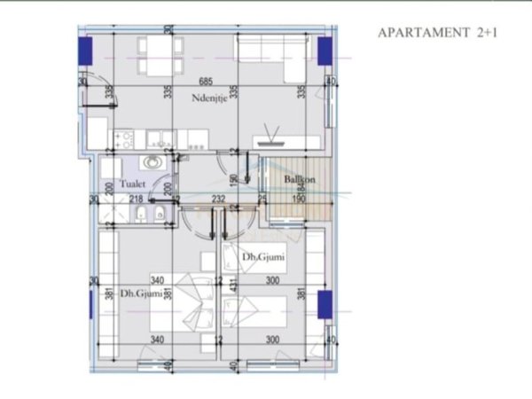 Tirane, shitet apartament 2+1 Kati 3, 83 m² 108.290 € 