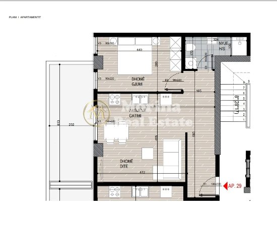 Tirane, shes apartament 1+1 Kati 7, 82 m² 115.920 € (Fusha Aviacionit)