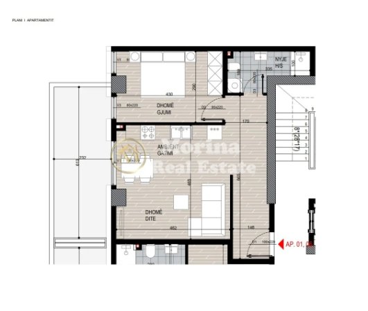 Tirane, shitet apartament 1+1 Kati 4, 82 m² 115.920 € (Fusha Aviacionit)