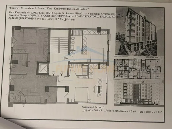 Durres, shes apartament 1+1 Kati 5, 71 m² 92.430 € (Golem)