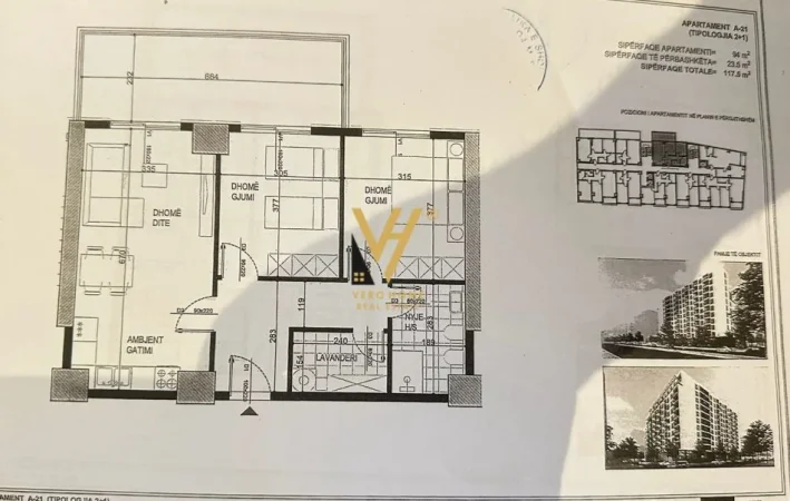 Tirane, shitet apartament 2+1+Ballkon Kati 3, 117 m² 164.500 € (FUSHA E AVIACIONIT)