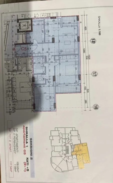 Tirane, shitet apartament 2+1+Ballkon Kati 5, 118 m² 141.000 € (Astir Prane Bar Sorriso)