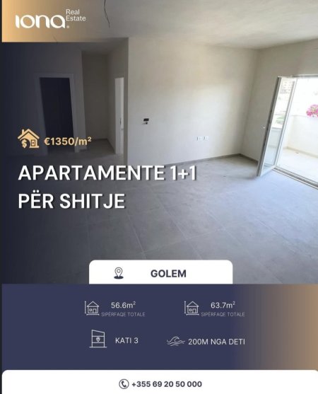 Golem, shitet apartament 1+1+ballkon, Kati 3, 57 m² (Perballe Hotel Flower)