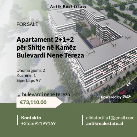 Tirane, shitet apartament 2+1+Ballkon Kati 3, 97 m² 73.110 € 