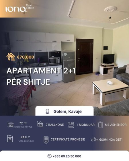 Golem, shitet apartament 2+1 Kati 2, 72 m² 70.000 € (Golem)