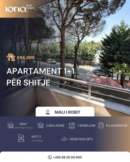 Mali Robit, shitet apartament 1+1 Kati 2, 60 m² 84.000 € (Mali Robit)