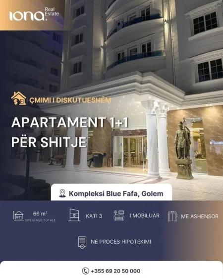 Golem, shitet apartament 1+1 Kati 3, 66 m² (Grand Blue FAFA)