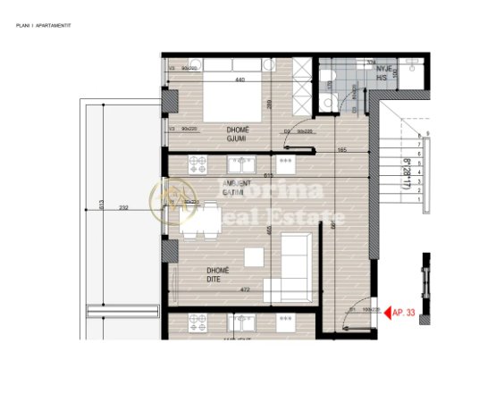Tirane, shes apartament 1+1 Kati 8, 82 m² 116.000 € (Fusha Aviacionit)