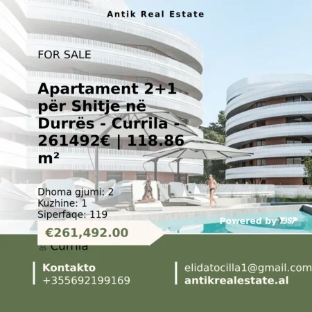 Durres, shitet apartament 2+1 , 119 m² 261.492 € (currilla)