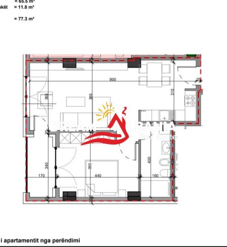Tirane, shitet apartament 1+1+Ballkon Kati 4, 72 m² 180.750 € (Tek Ministria e Jashtme - ID 41111100)