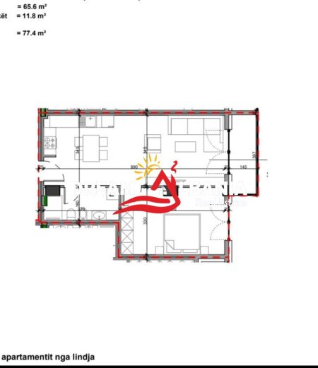 Tirane, shitet apartament 1+1+Ballkon Kati 4, 72 m² 180.750 € (Tek Ministria e Jashtme - ID 41111100)
