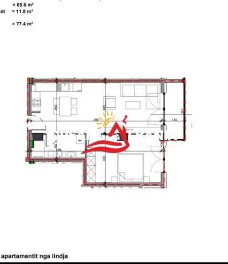 Tirane, shitet apartament 1+1+Ballkon Kati 4, 72 m² 180.750 € (Tek Ministria e Jashtme - ID 41111100)