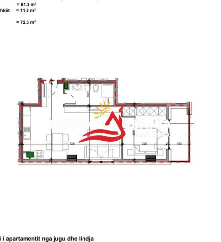 Tirane, shitet apartament 1+1+Ballkon Kati 4, 72 m² 180.750 € (Tek Ministria e Jashtme - ID 41111100)