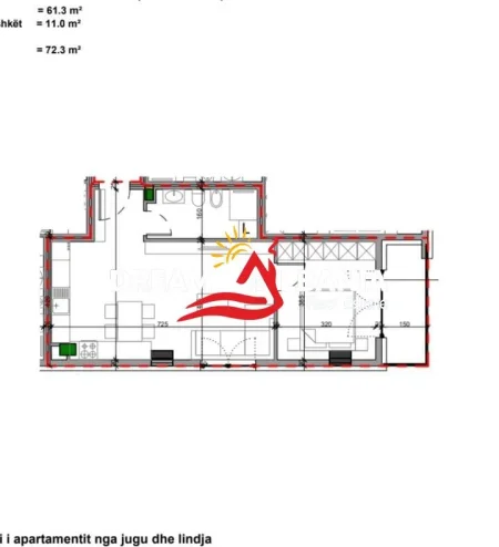 Tirane, shitet apartament 1+1+Ballkon Kati 4, 72 m² 180.750 € (Tek Ministria e Jashtme - ID 41111100)