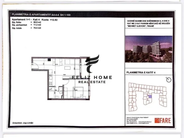 Tirane, shitet apartament 1+1+Ballkon Kati 4, 70 m² 84.000 € (PASKUQAN)