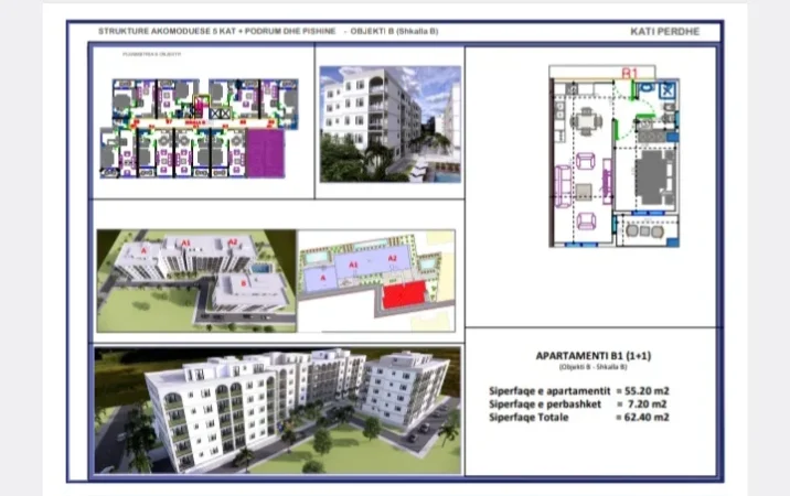 Golem, shitet apartament 1+1 Kati 2, 60 m² (Golem)