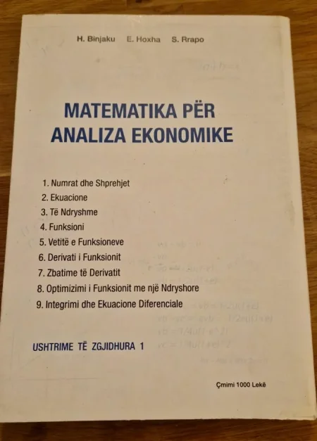 Tirane, shes Shitet libër : “Matematika për Analiza Ekonomike – Ushtrime të Zgjidhura 1”