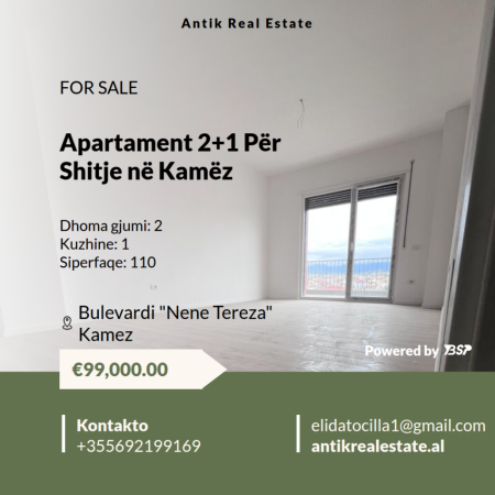 Tirane, shitet apartament 2+1+Ballkon Kati 6, 110 m² 99.000 € (Bulevardi Nene Tereza)