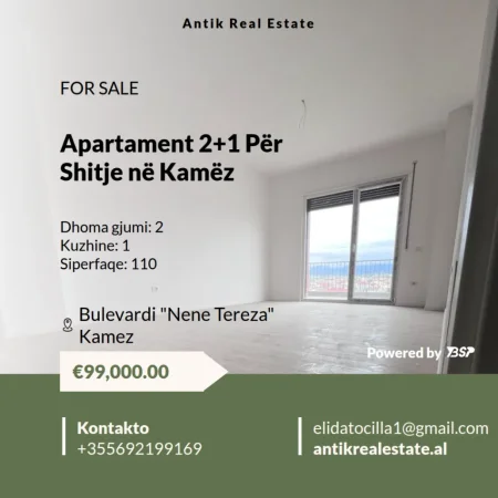 Tirane, shitet apartament 2+1+Ballkon Kati 6, 110 m² 99.000 € (Bulevardi Nene Tereza)