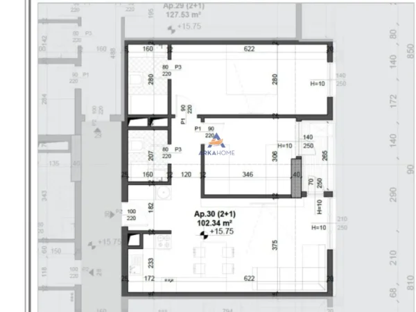 Tirane, shitet apartament 2+1+Ballkon Kati 5, 103 m² 153.510 € (MEI-S RESIDENCE,ISH FUSHA E AVACIONIT)