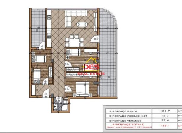 Tirane, shitet apartament 2+1+BLK Kati 7, 133 m² 800 Euro/m2 (aleks caci)
