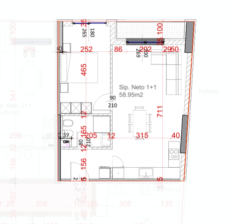 Tirane, Liste me oferta apartament 1+1+Ballkon Kati 3, 94.265 € (Kompleksi Turdiu)
