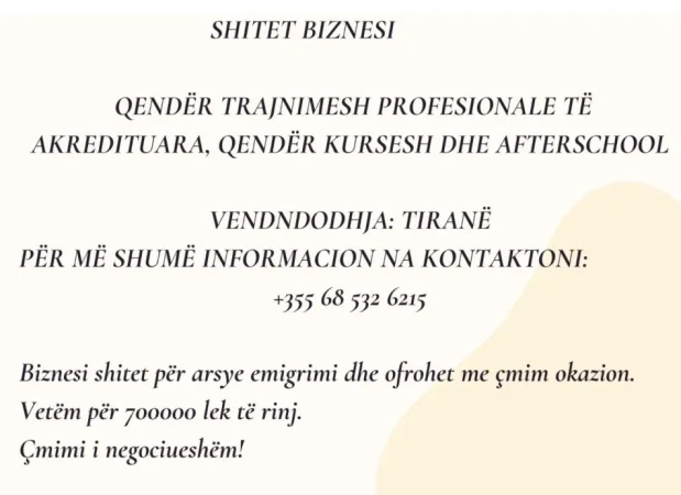 Tirane, shes Shitet biznesi 7.000 €