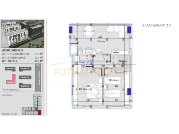Shitet, Apartament 2+1, Tirana Entry 2, Tiranë.