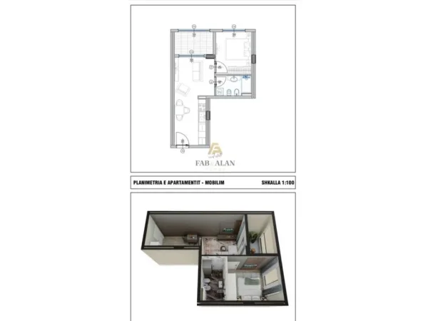 Qerret, shitet apartament 1+1 Kati 5, 52 m² 70.200 € (Qerret)