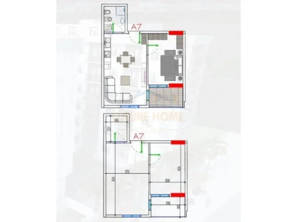 Mali Robit, shitet apartament 1+1+Ballkon Kati 0, 60 m² 71.760 € 