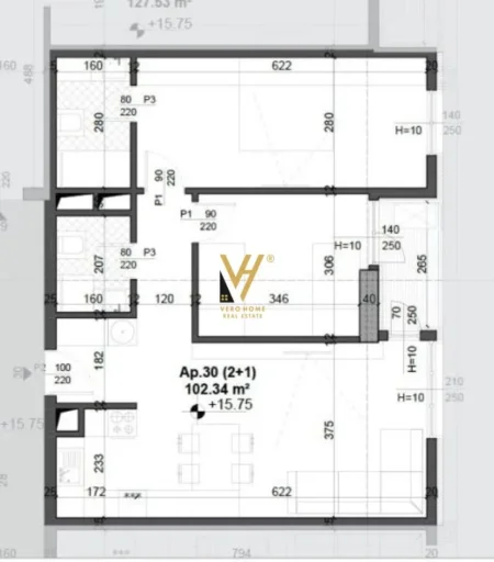 Tirane, shitet apartament 2+1+Ballkon Kati 5, 102 m² 168.800 € (FUSHA E AVIACIONIT)