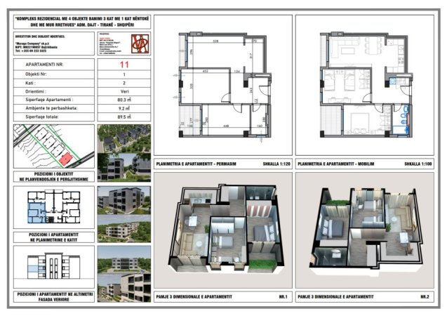 Tirane, shes apartament Kati 2, 89.5 m² 134.250 € (Rruga Dalip Topi)