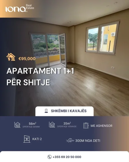 Shkembi Kavajes, shitet apartament 1+1+Ballkon Kati 2, 91 m² 95.000 € (Koloseo)