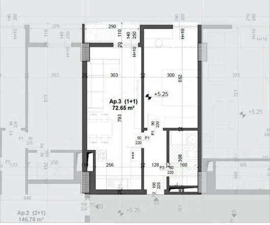 Tirane, shitet apartament 1+1+Ballkon Kati 1, 72 m² 108.975 € (Ish-Fusha e Aviacionit)