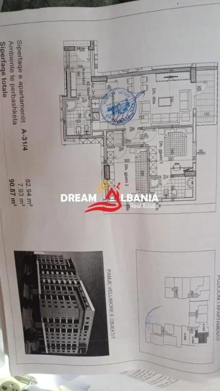 Tirane, shitet apartament 2+1+Ballkon Kati 8, 91 m² 155.000 € (Astir)