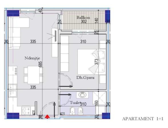 Tirane, shitet apartament 1+1 Kati 6, 59 m² 53.460 Euro (Kthesa e Kamzes)