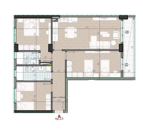 Tirane, shitet apartament 3+1 Kati 4, 124 m² 85.332 Euro (QTU)