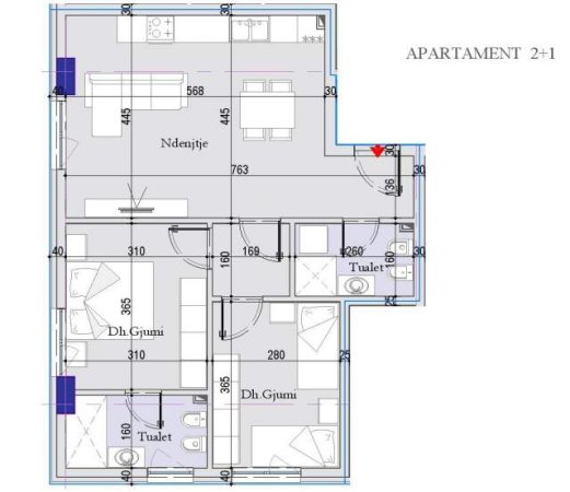 Tirane, shitet apartament 2+1+BLK Kati 2, 85 m² 76.680 Euro (Kthesa e Kamzes)