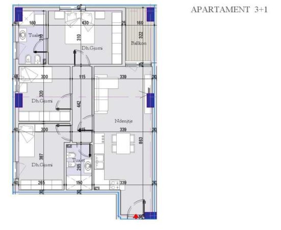 Tirane, shitet apartament 3+1 Kati 2, 110 m² 98.820 Euro (Kthesa e Kamzes)