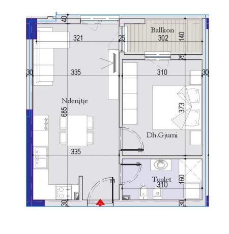 Tirane, shitet apartament 1+1+BLK Kati 4, 60 m² 54.090 Euro (Kthesa e Kamzes)