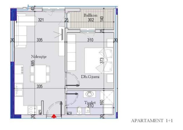 Tirane, shitet apartament 1+1+BLK Kati 6, 60 m² 54.090 Euro (Kthesa e Kamzes)