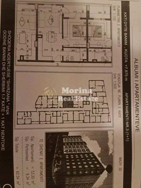 Tirane, shes apartament 1+1 Kati 2, 62 m² 62.000 € (Paskuqan)