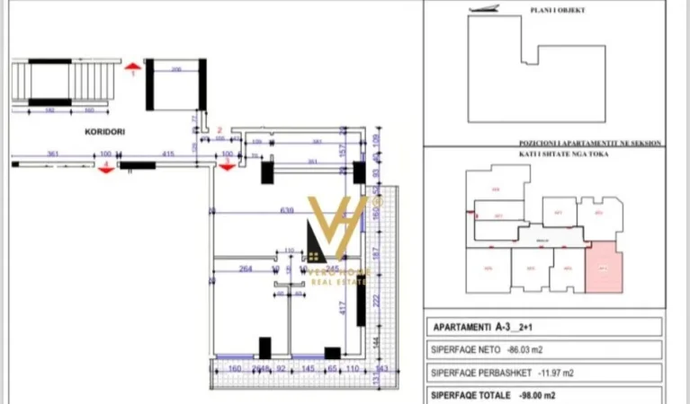 Vlore, shitet apartament 2+1+Ballkon Kati 3, 113 m² 160.000 € (ALEKSANDRIA)