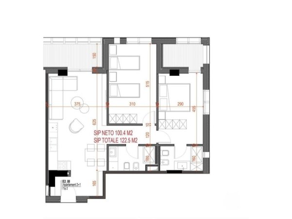 Dhermi - Palase, shitet apartament 2+1+Ballkon Kati 3, 123 m² 350.000 € 